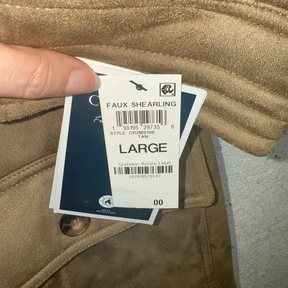 Club Room Men's Faux Suede shearling lined Jacket,, Tan L $250 - Picture 8 of 9